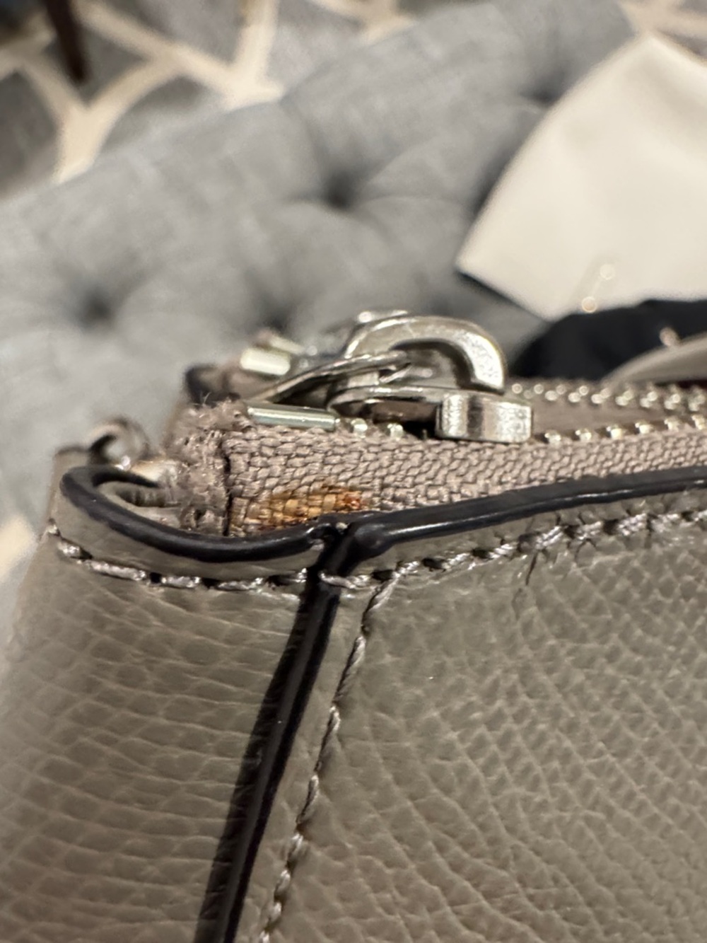 Coach Christie Gray Fog Saffiano Leather Satchel - Picture 14 of 17